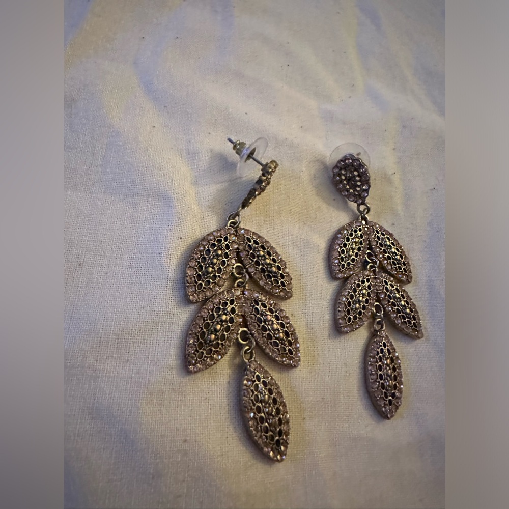 Fall Copper Leaf Statement Earrings - image 3